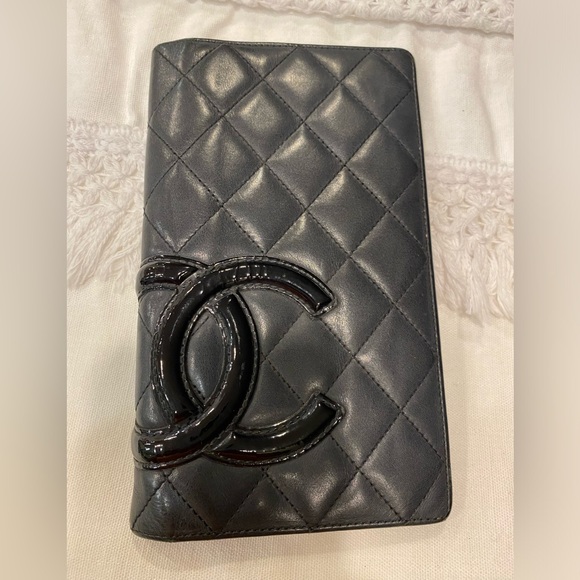 CHANEL Handbags - CHANEL Black Cambonline Quilted Long Wallet with COA